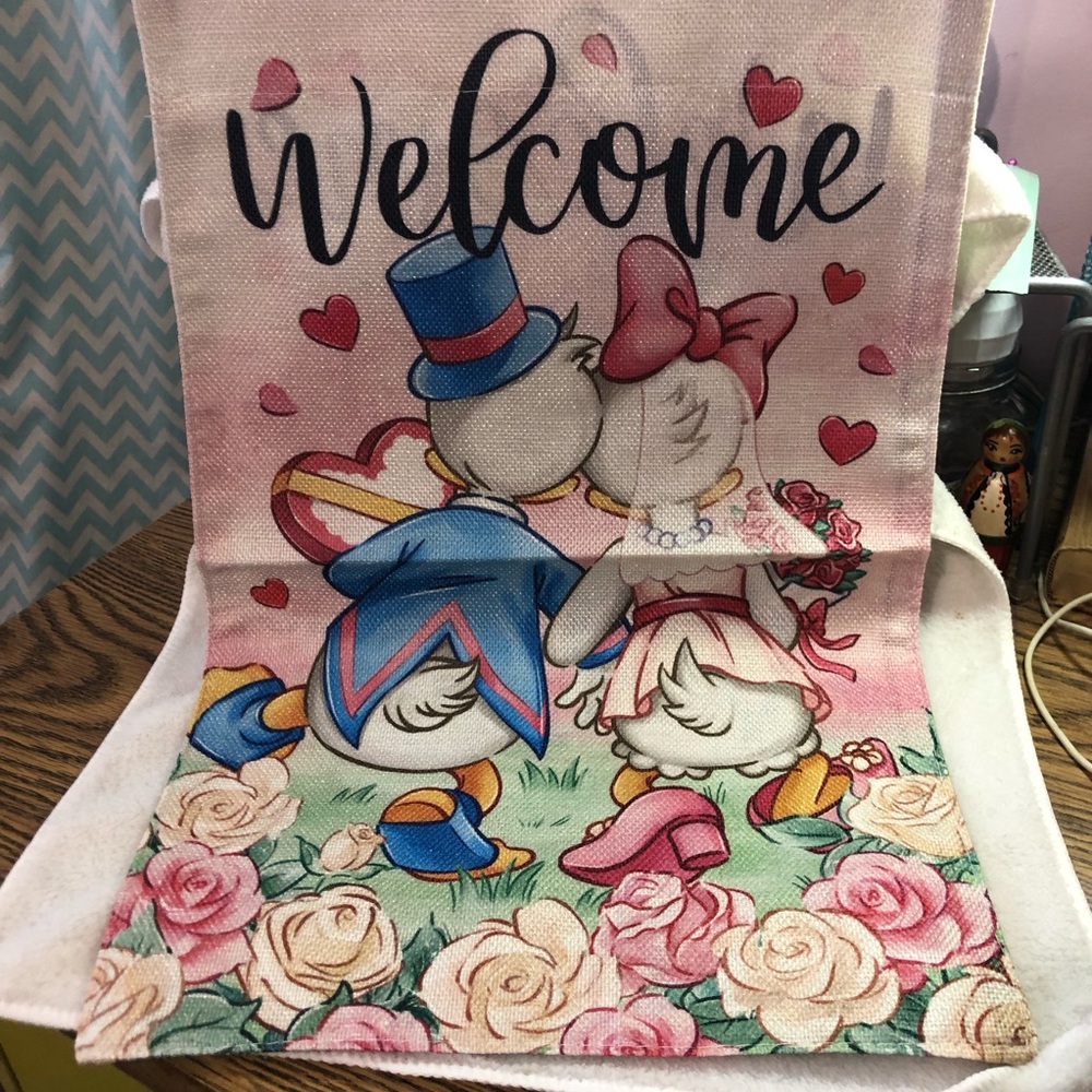 Disney Donald and Daisy Duck love Welcome garden flag 12x18 inches